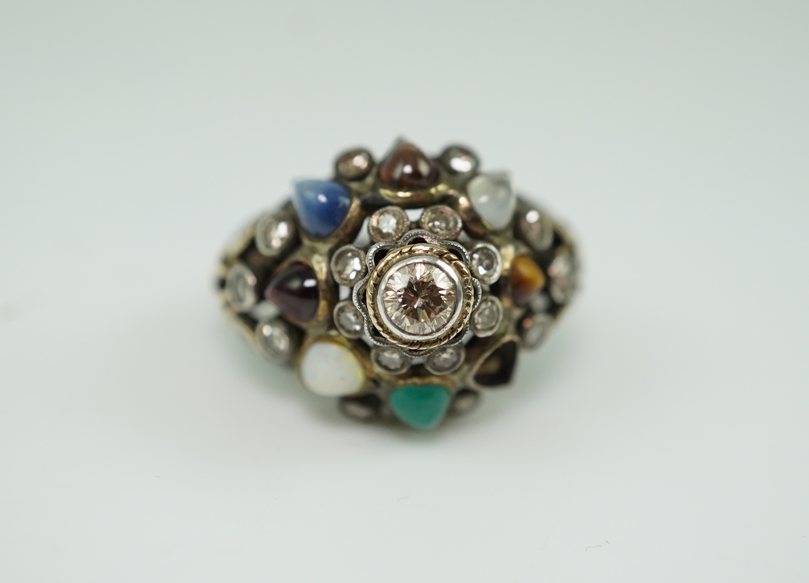 A multi-gem and diamond 'Navaratna' ring